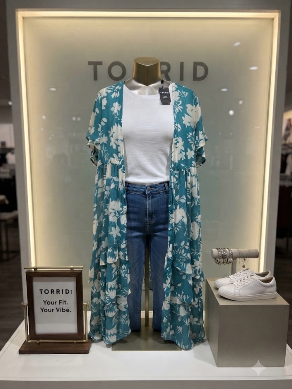torrid NWT Teal Floral Maxi Kimono